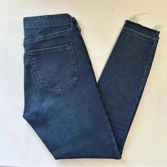 Topshop Moto Leigh Skinny Jeans Ankle Cropped Mid Rise Raw Hem Dark Wash Blue 26 - Picture 15 of 15